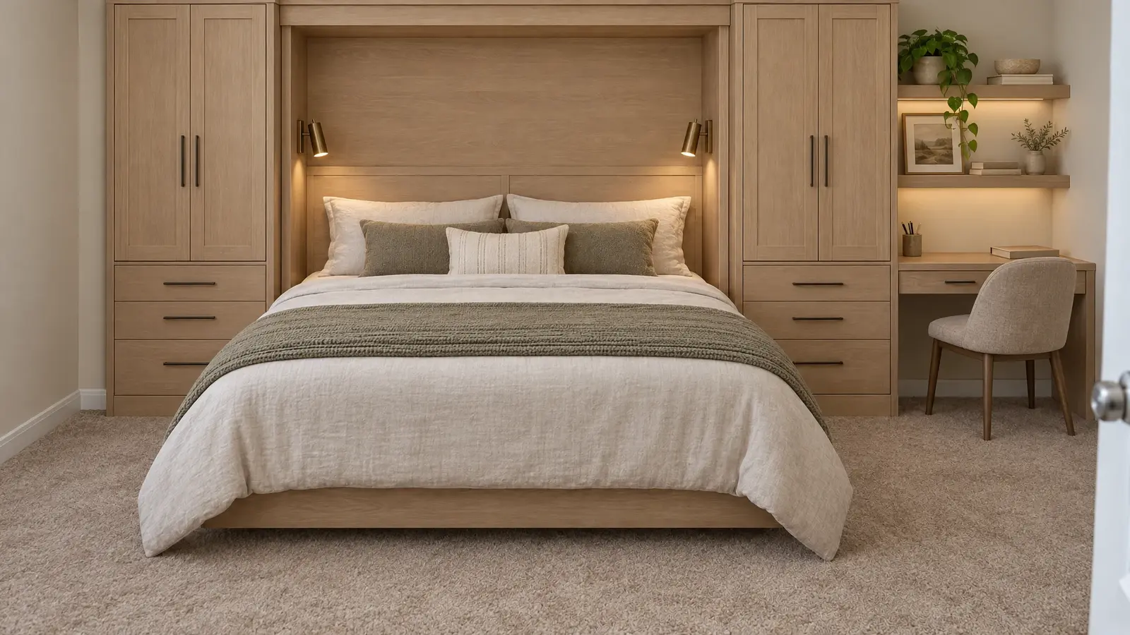 After: Wall bed guest room | Music City Closet After: a spare room redesigned with a wall bed with built-in storage