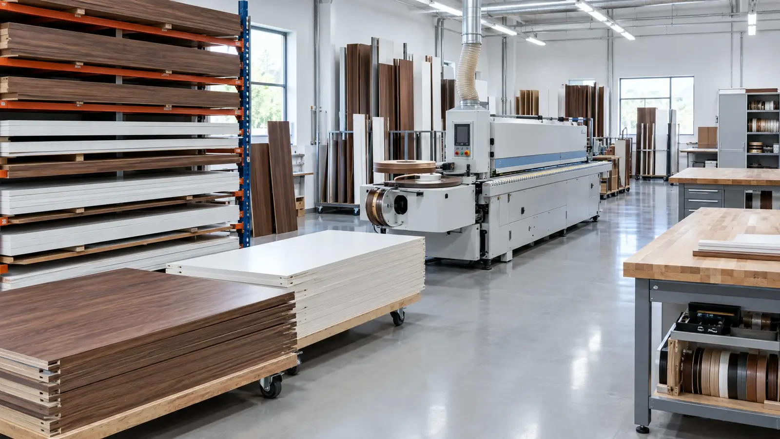 Cabinet panels being built in a workshop